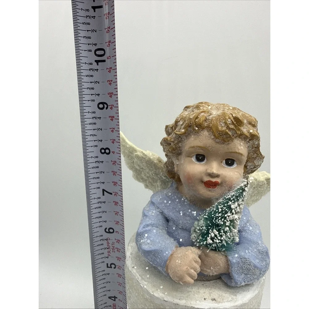 Glitter Angel in‎ Boot Figurine Vintage Shimmery Christmas Holiday Decor